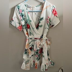Short Floral V-Neck Dress
